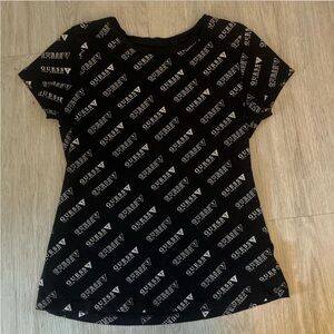 GUESS Black Short Sleeve Logo-Print Tee